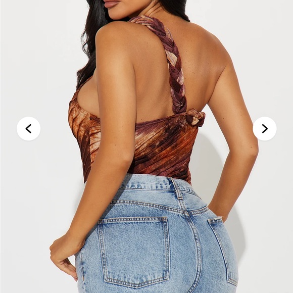 🤎New without tag🤎 Fashion Nova Brown Textured Bodysuit - Picture 5 of 9